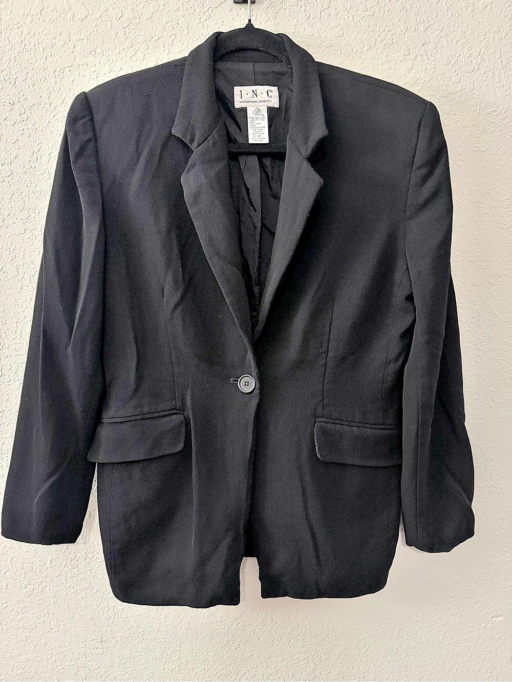 INC International Concepts Black Wool Blazer Size 12 Like New